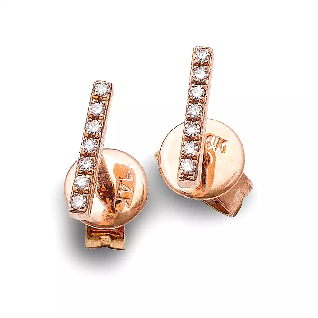 Diamond Bar Stud Earrings