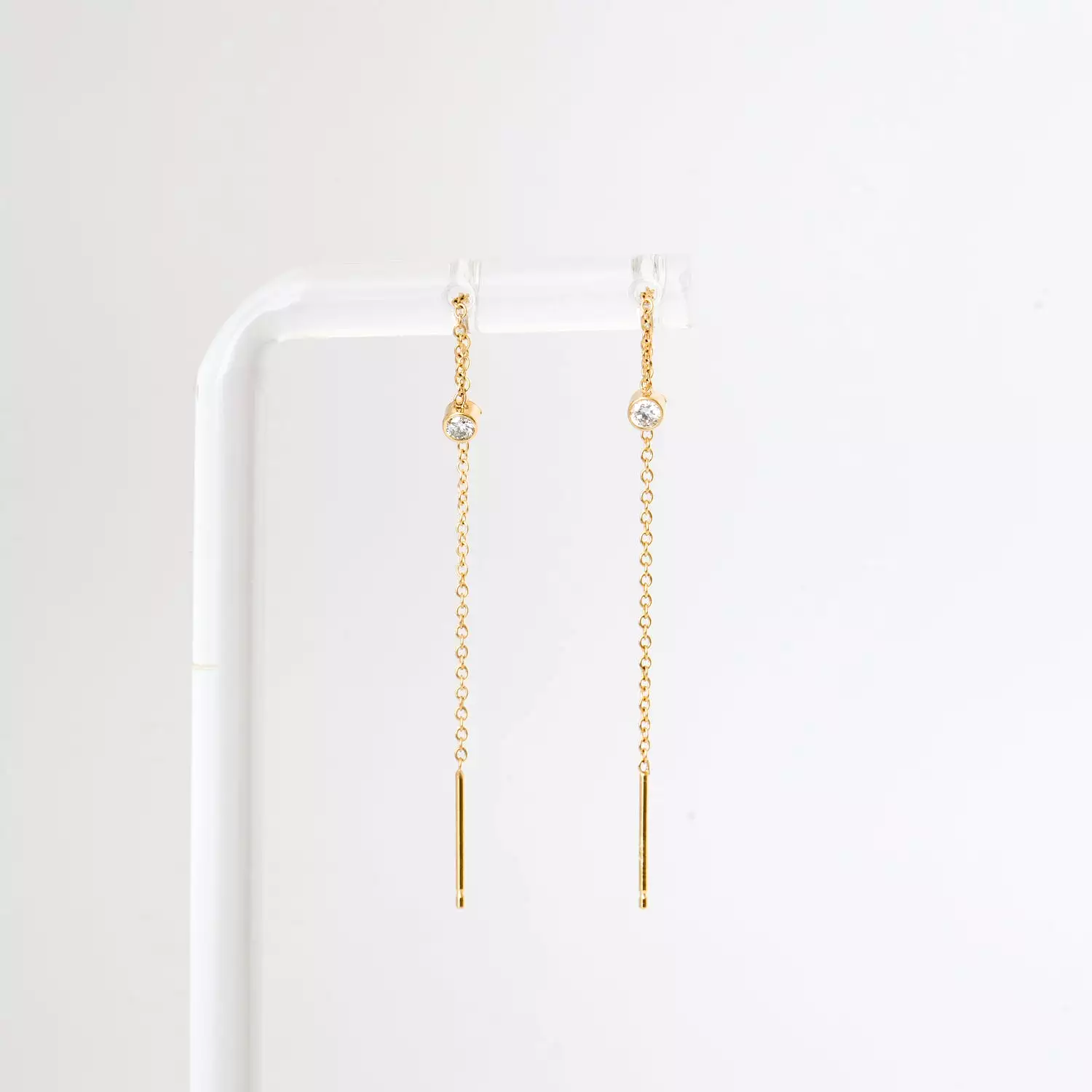 Diamond Bezel Loop Threader Earrings