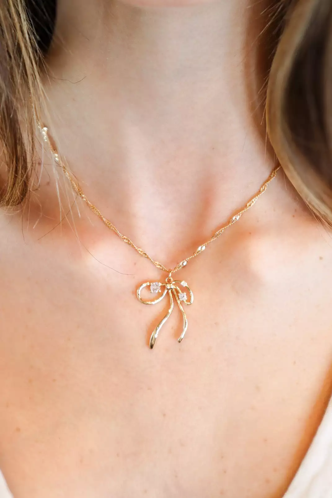 Diamond Bow Necklace