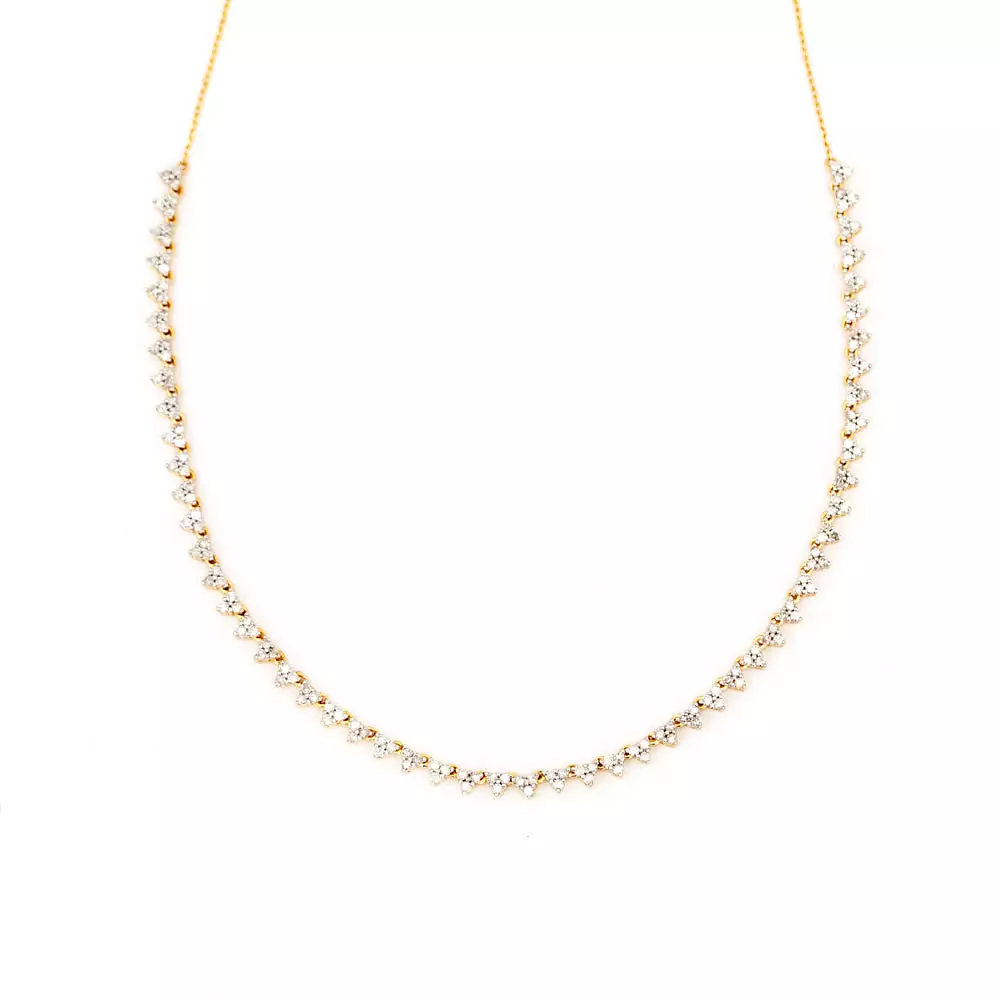 Diamond Cluster Half Riviera Necklace