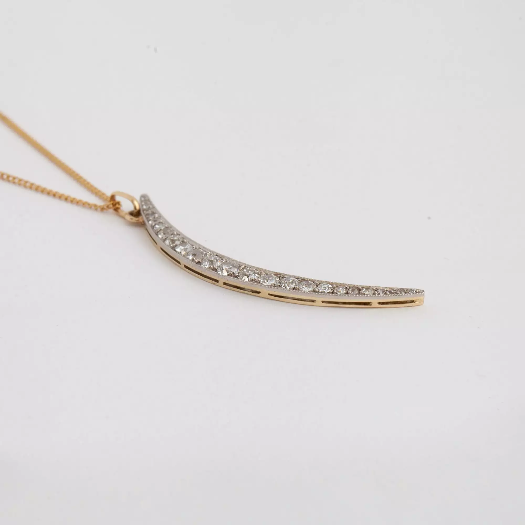 Diamond Crescent Pendant Necklace