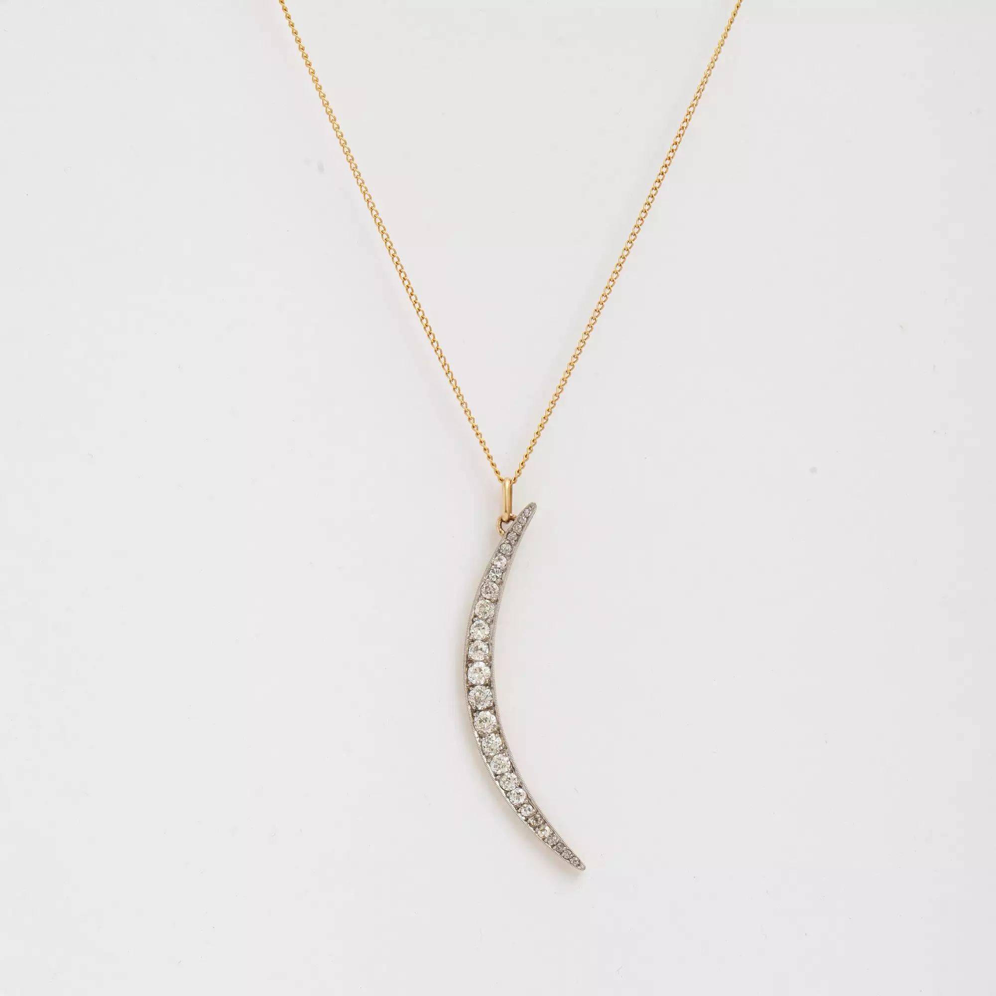 Diamond Crescent Pendant Necklace