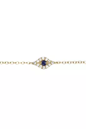 Diamond Evil Eye Bracelet - Yellow Gold