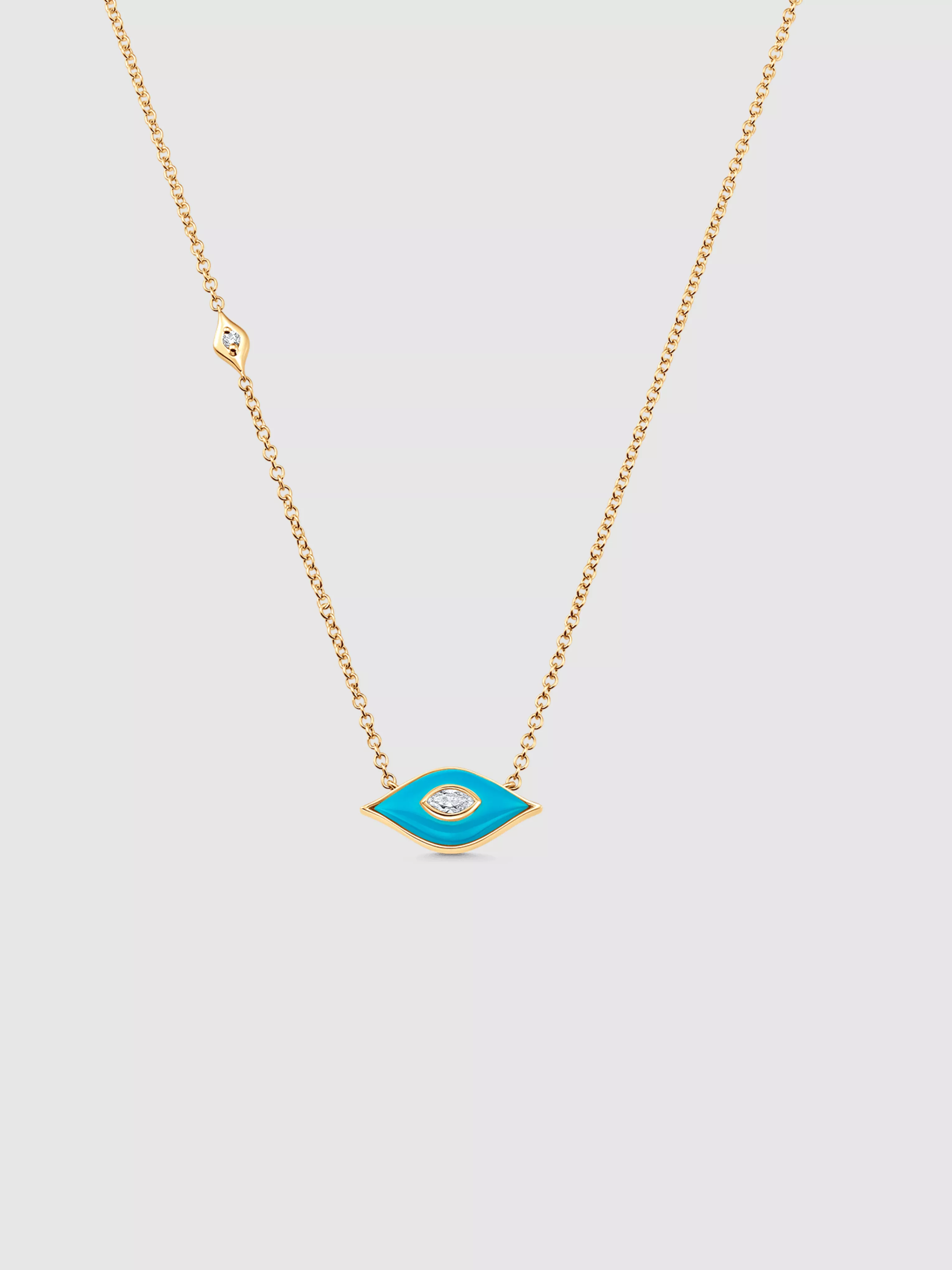 Donna Yellow Gold Turquoise and Rosecut Diamond Necklace