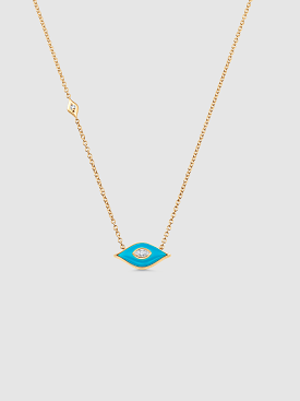 Donna Yellow Gold Turquoise and Rosecut Diamond Necklace