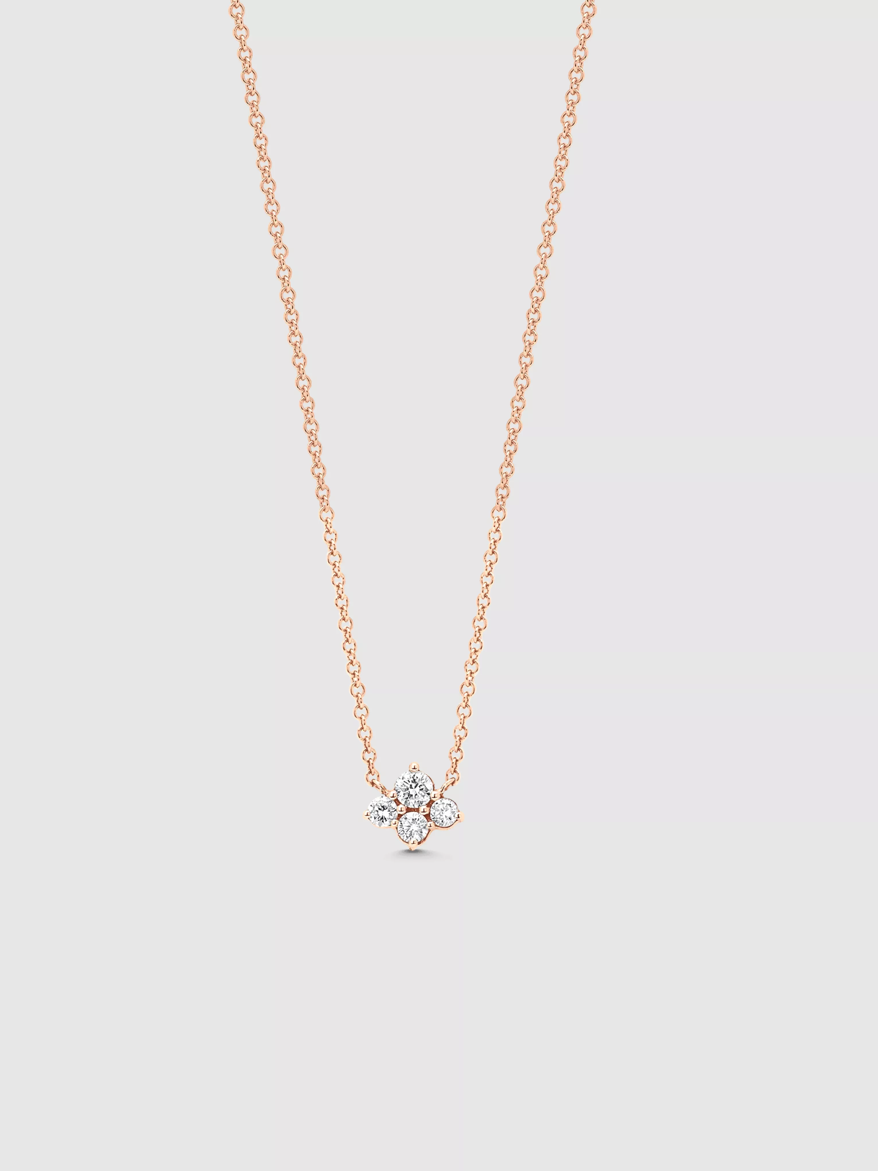 Dujour 4 Diamond Cluster Rose Gold White Diamond 14 Necklace