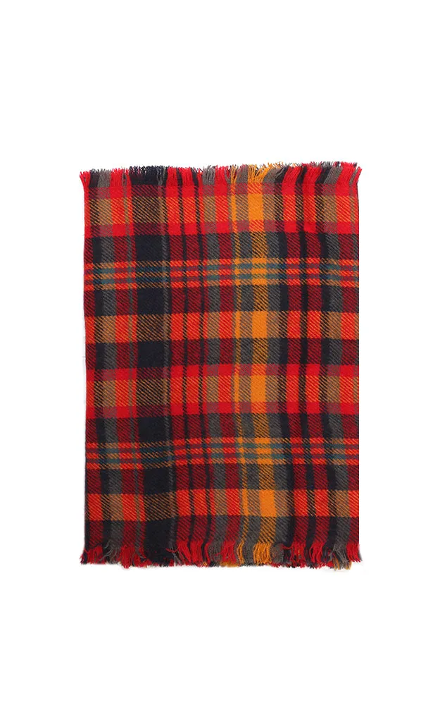 EAS8697 Navy Red Woven Plaid Infinity Scarf