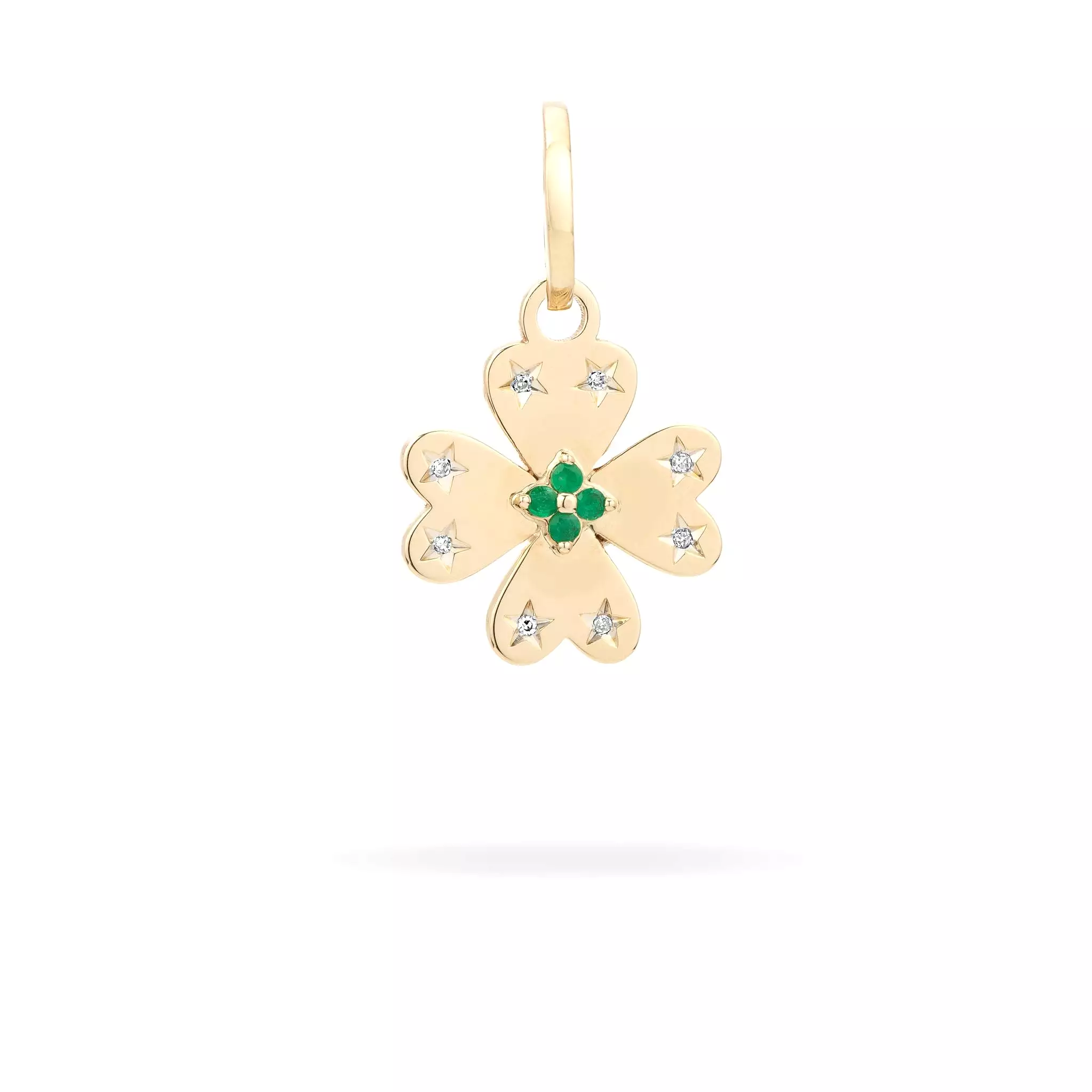 Emerald + Diamond Clover Hinged Charm