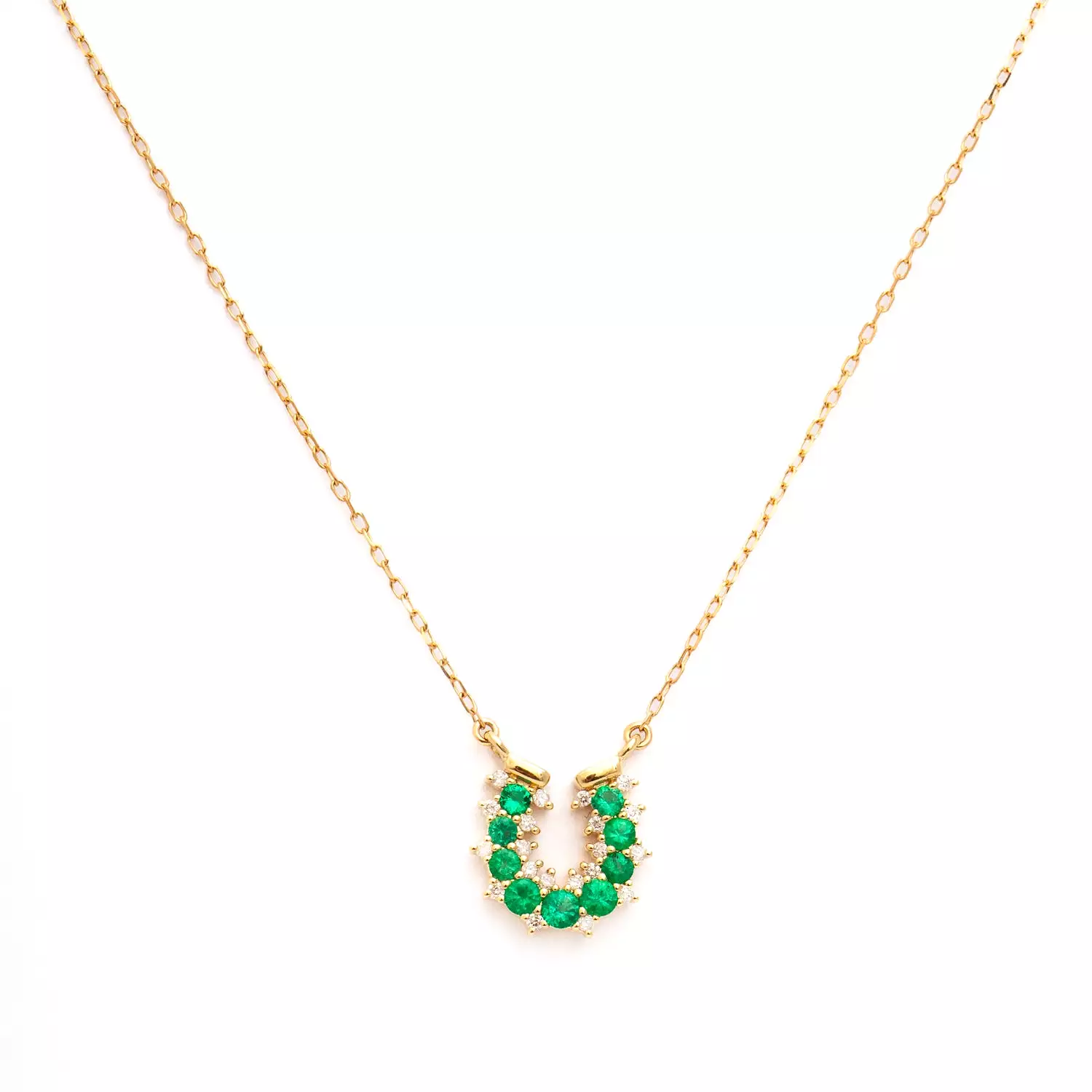 Emerald & Diamond Horseshoe Necklace