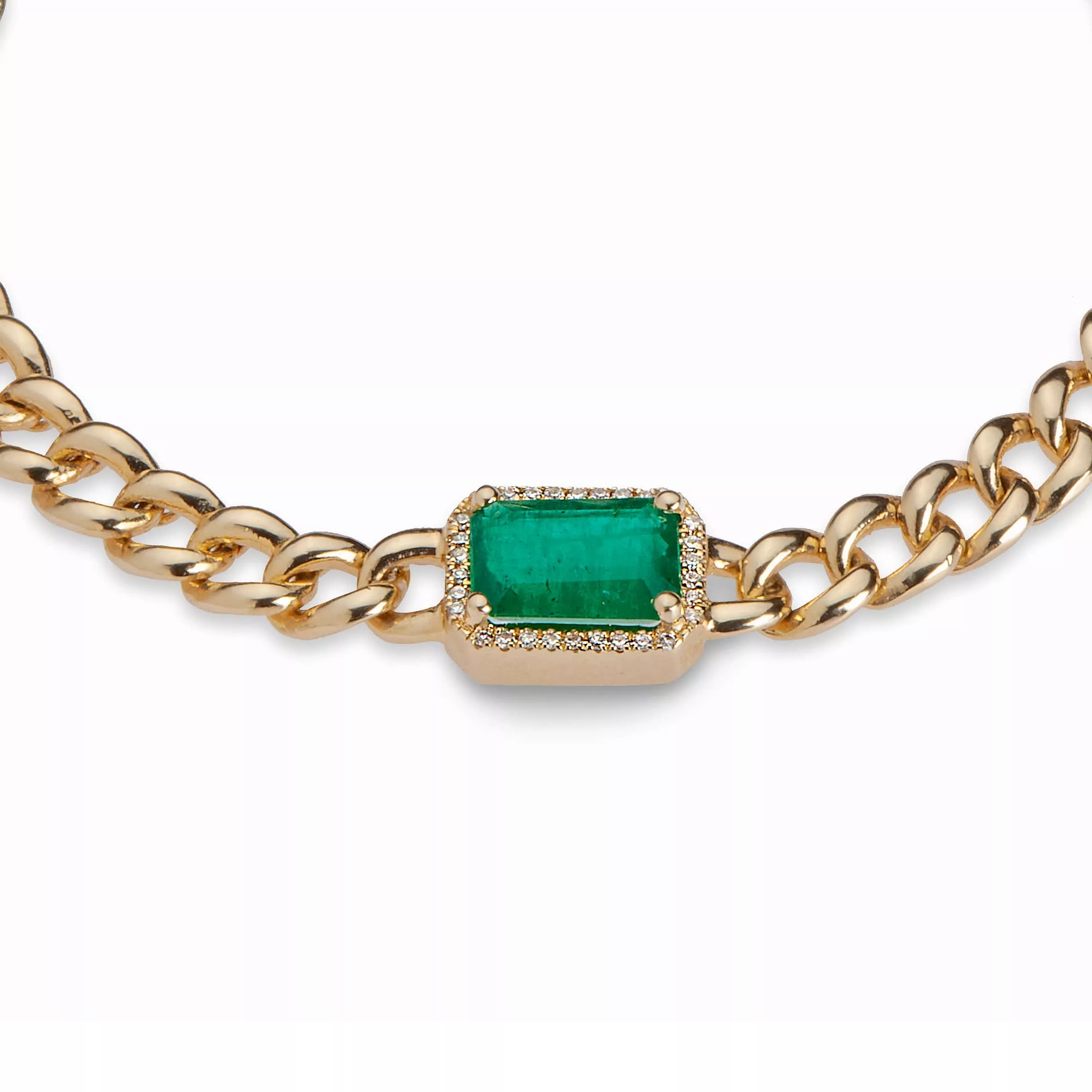 Emerald and Diamond Cuban Chain Necklace