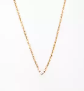 Extra Small Curb Chain Bezel Diamond Necklace