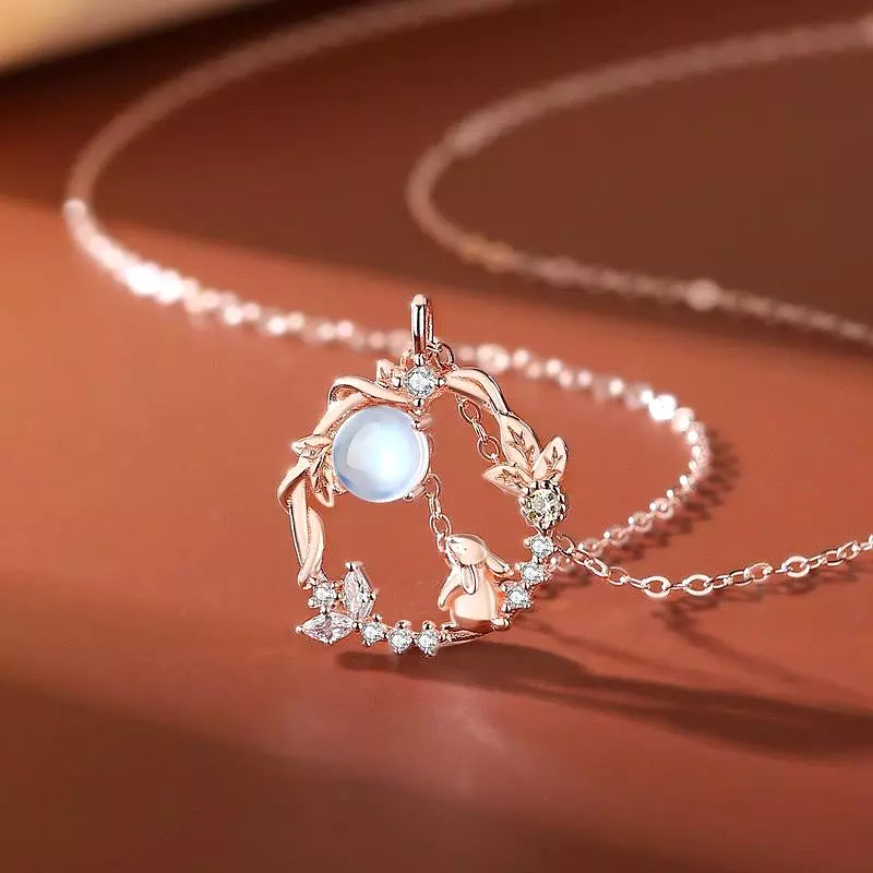 Fairy Rabbit Bunny Moonstone Necklace