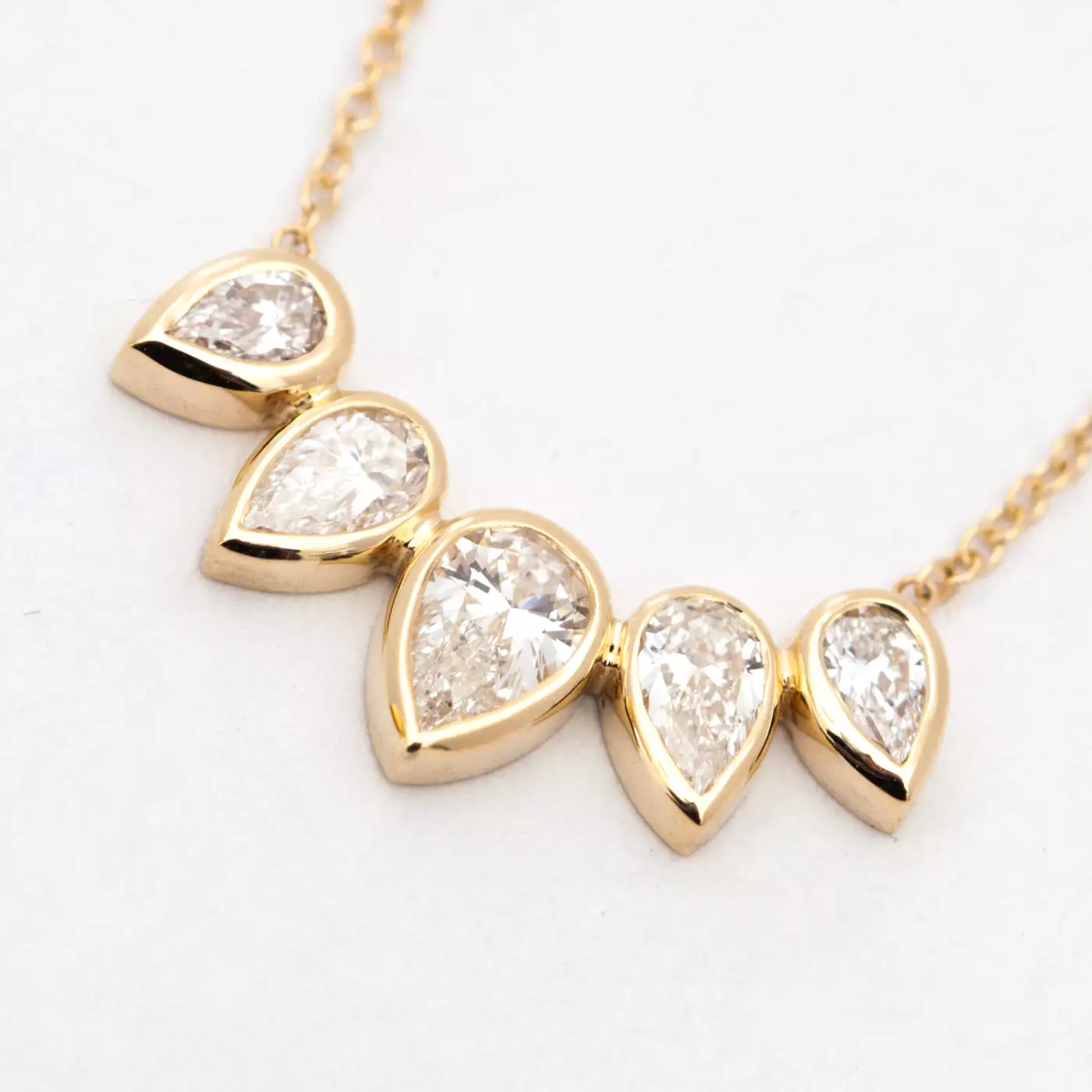 Five Pear Diamond Fan Necklace