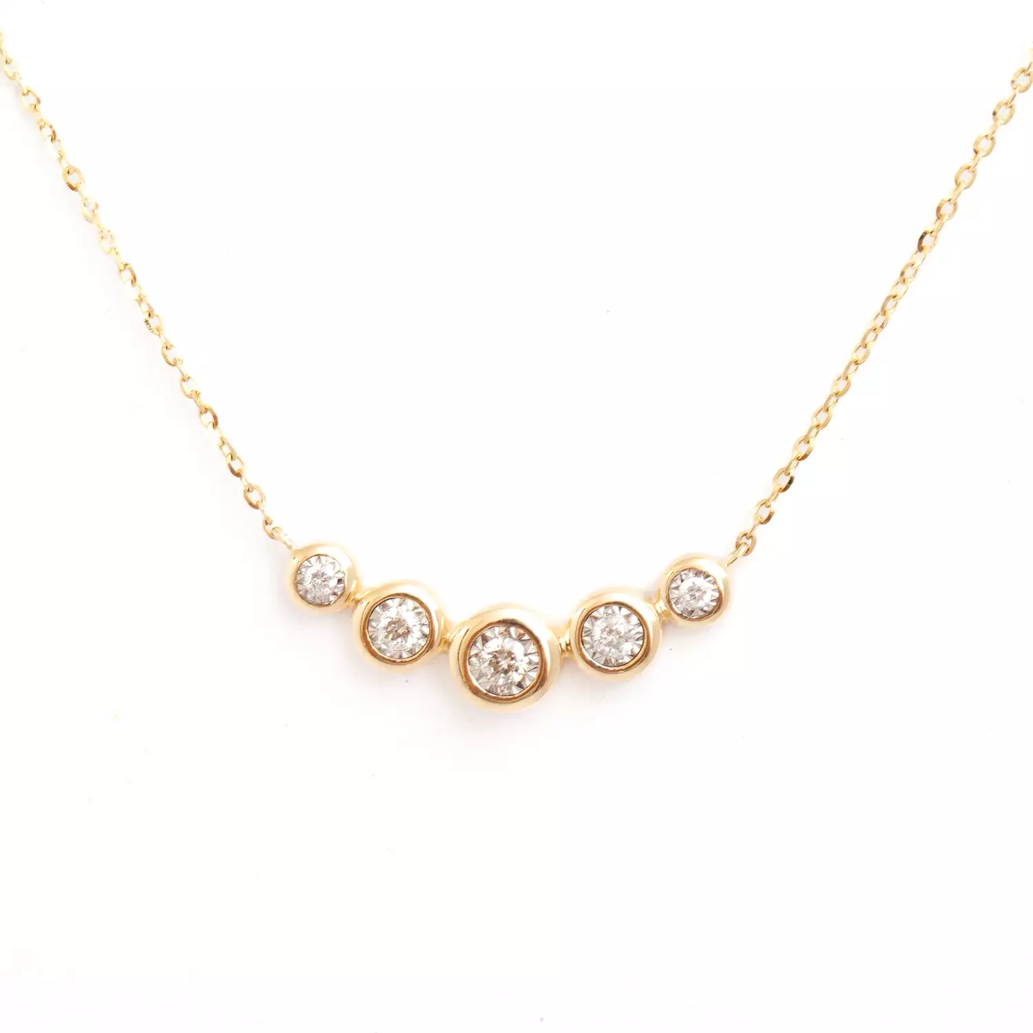 Five Round Diamond Bezel Necklace