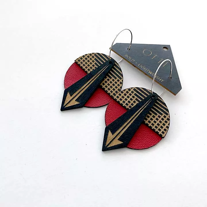 Geo: Red Basketweave Earrings