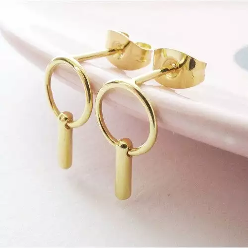 Gold Circle Line Earrings