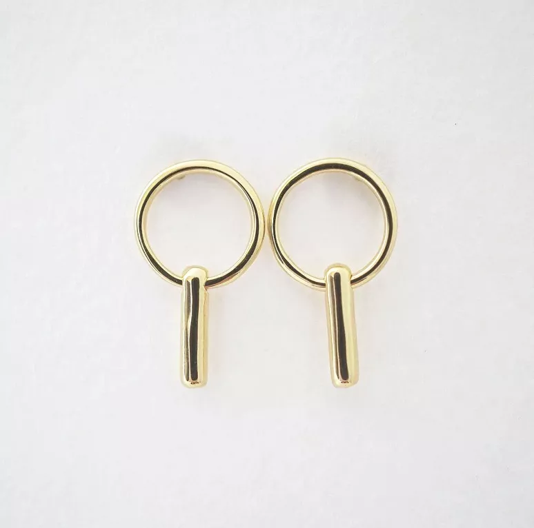 Gold Circle Line Earrings