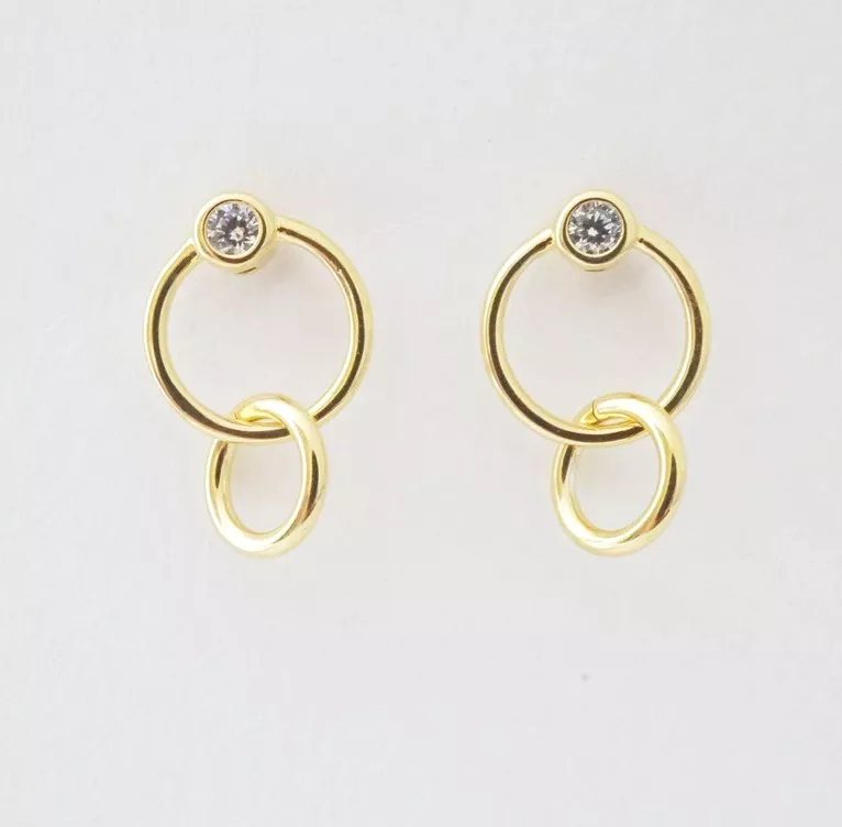 Gold Crystal Link Earrings