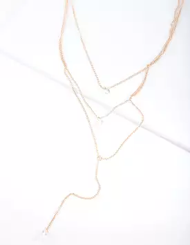 Gold Cubic Zirconia Y Necklace