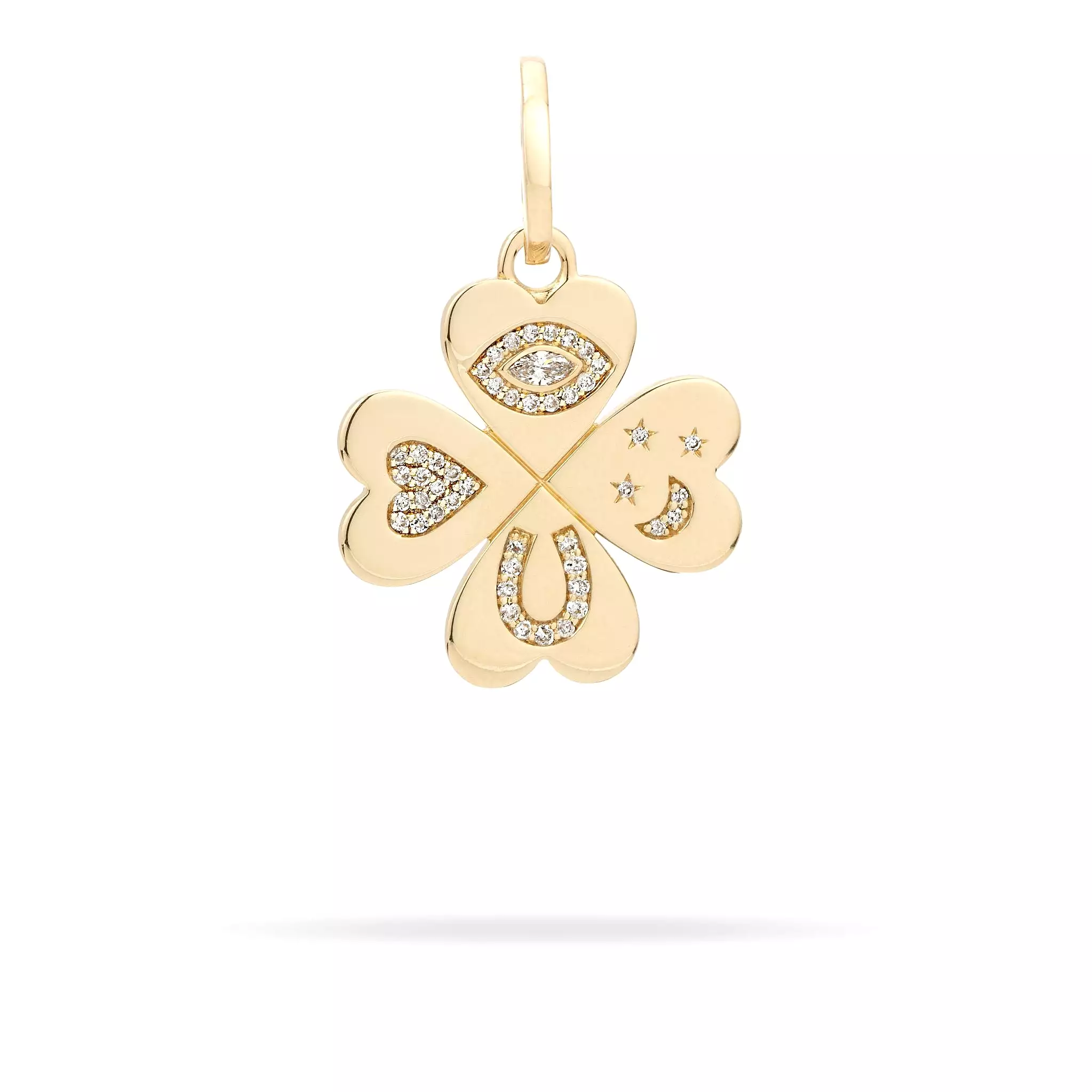 Good Luck Diamond Clover Hinged Charm