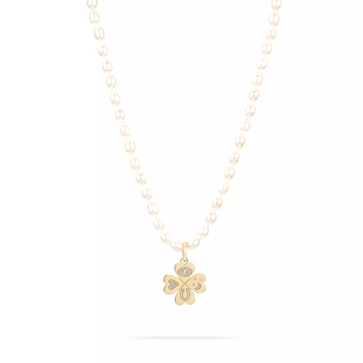 Good Luck Diamond Clover Hinged Charm