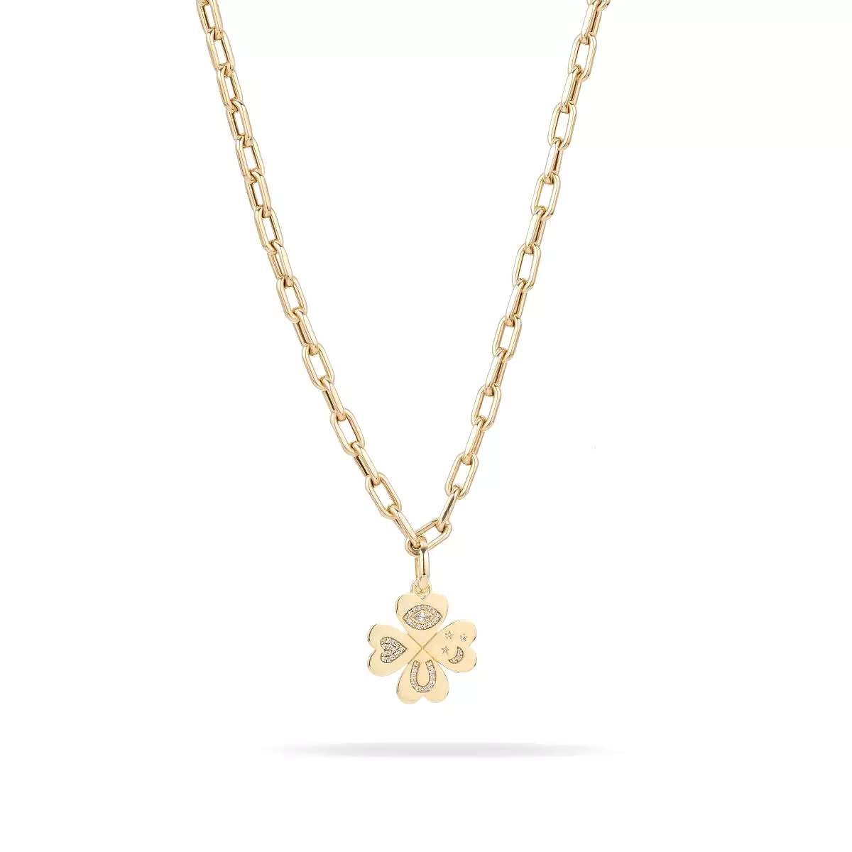 Good Luck Diamond Clover Hinged Charm