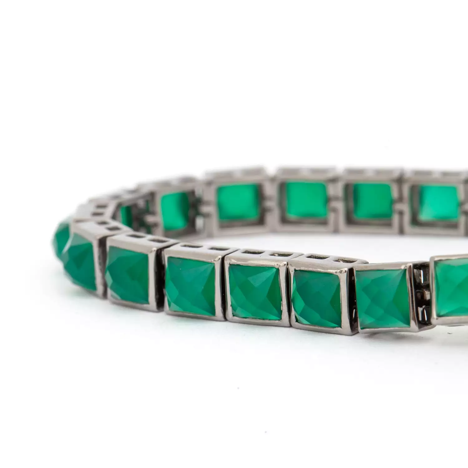 Green Onyx Small Tile Tennis Bracelet