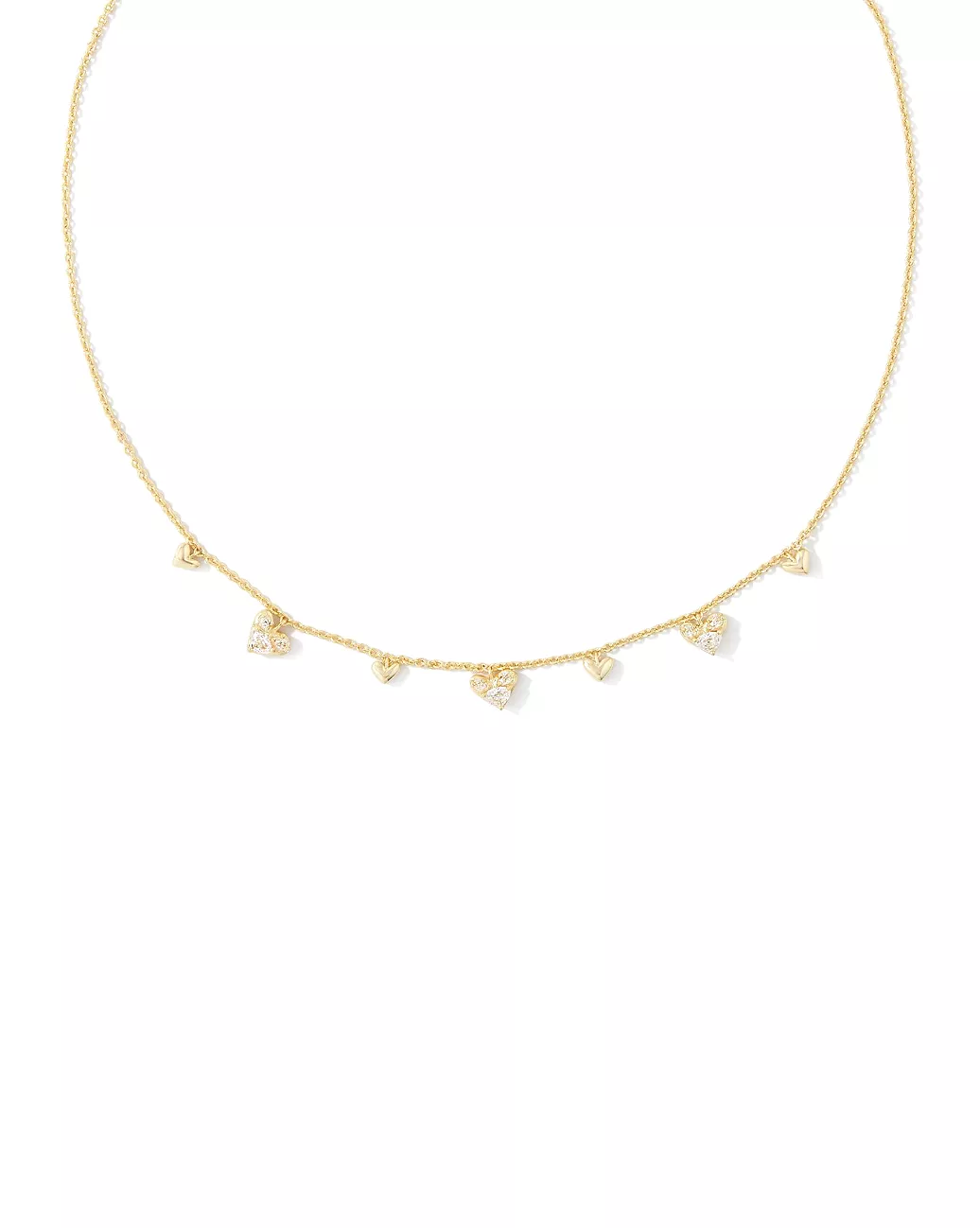 Haven Gold Heart Crystal Choker Necklace in White Crystal