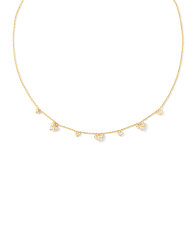 Haven Gold Heart Crystal Choker Necklace in White Crystal