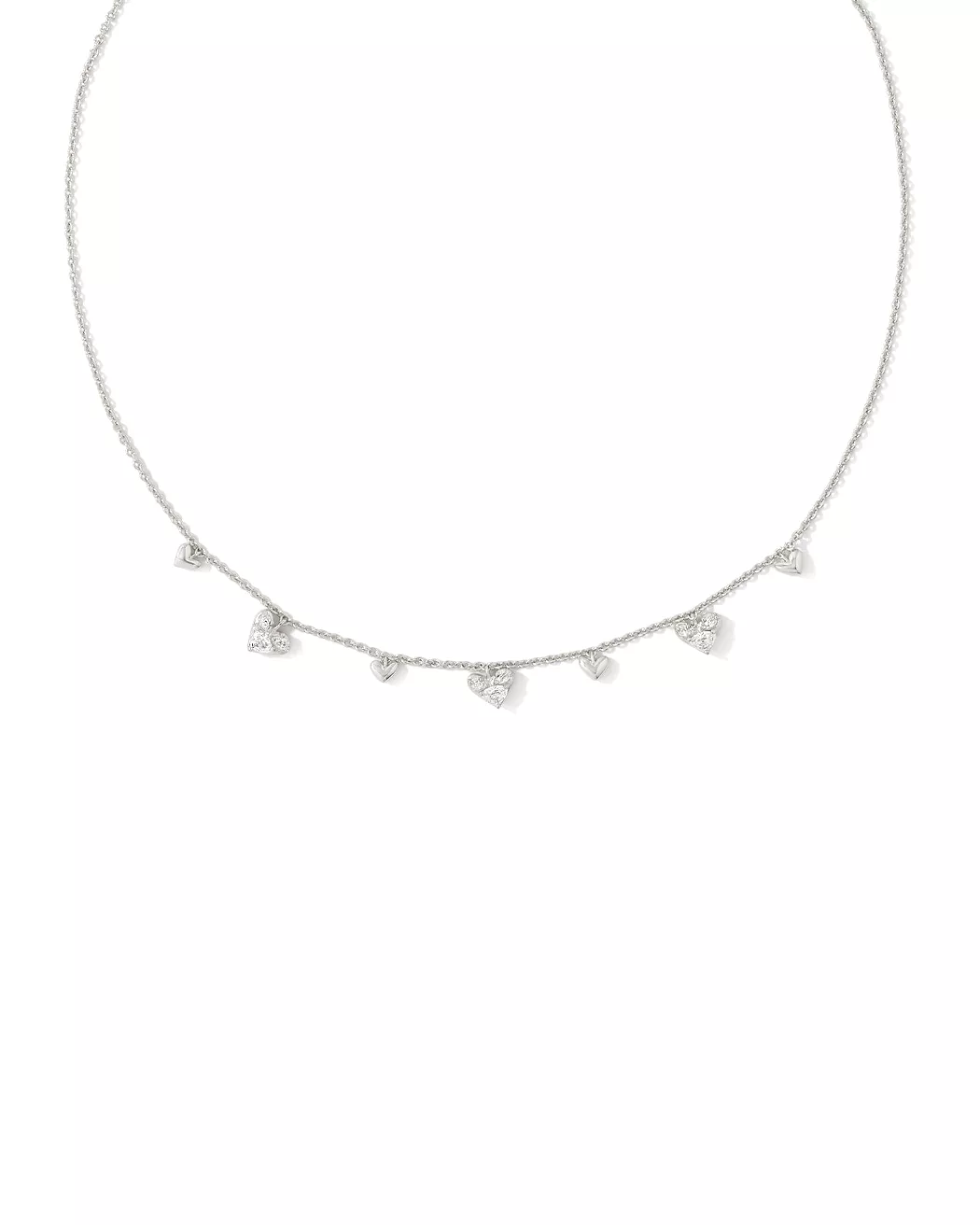 Haven Silver Heart Crystal Choker Necklace in White Crystal