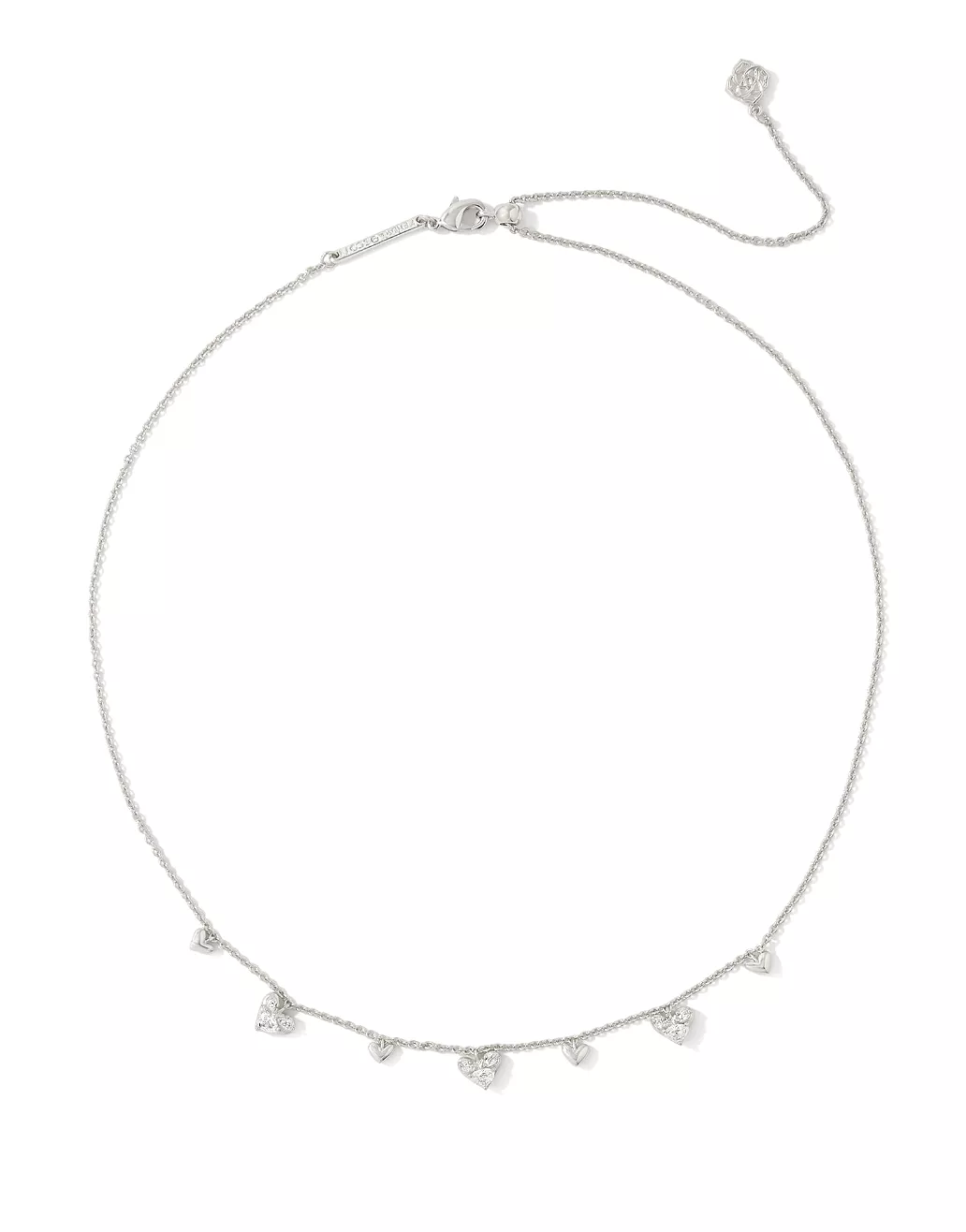 Haven Silver Heart Crystal Choker Necklace in White Crystal