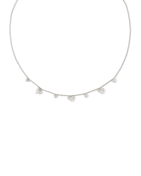 Haven Silver Heart Crystal Choker Necklace in White Crystal