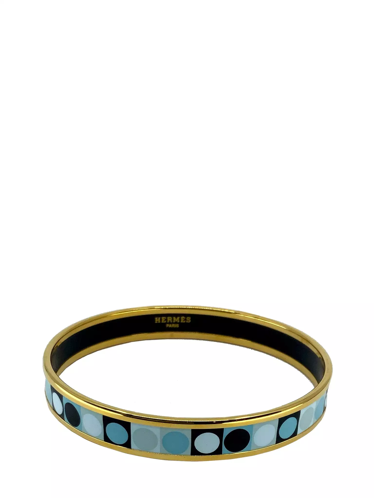 Hermes Deco Dot Printed Enamel Narrow Bracelet 70