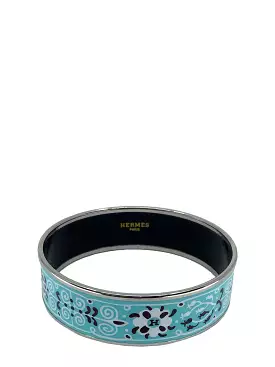 Hermes Flower Petals Printed Enamel Wide Bracelet 70