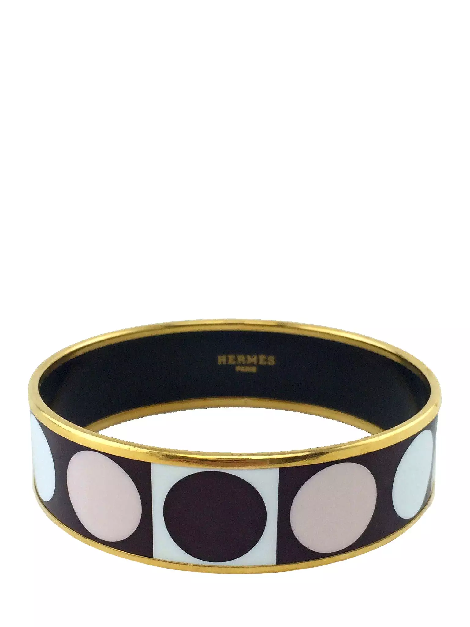 Hermes Printed Enamel Deco Dot Wide Bracelet 70