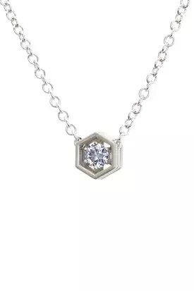 Hex Strata Single Pendant Necklace - Lavender Spinel in 19k White Gold