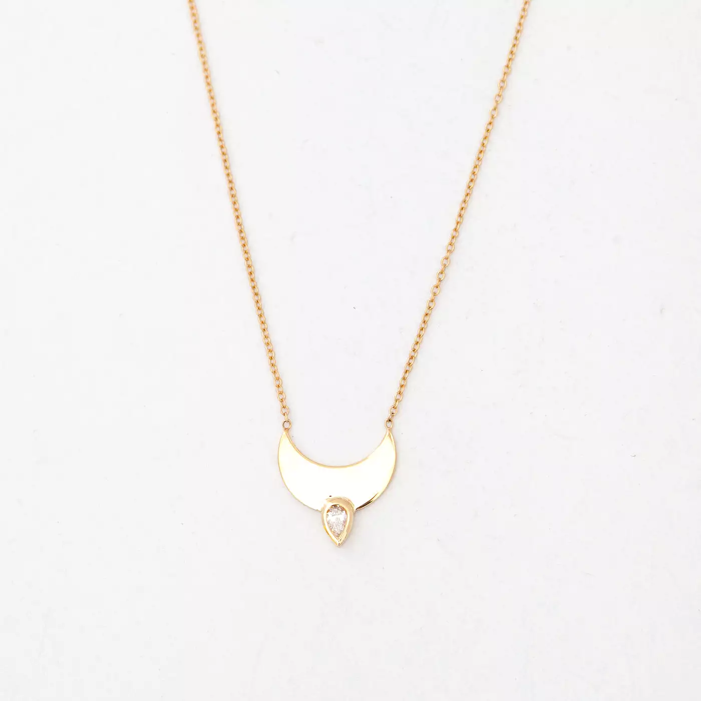 Horizon Crescent Necklace with Pear Diamond