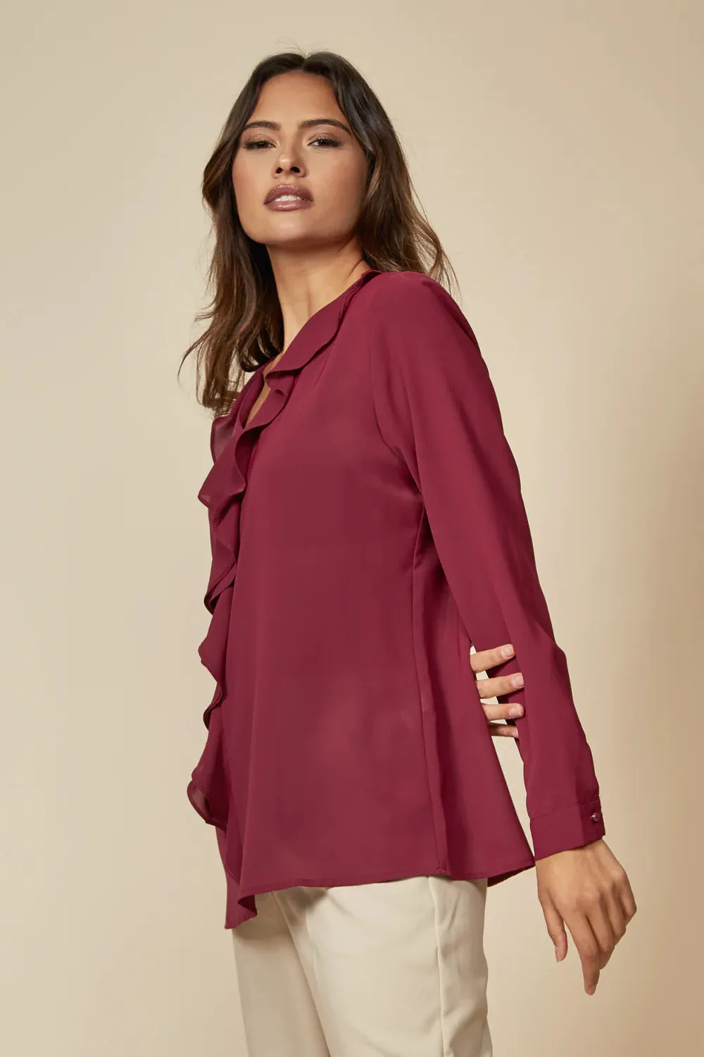 Hoxton Gal Oversized Top With Frilled Front