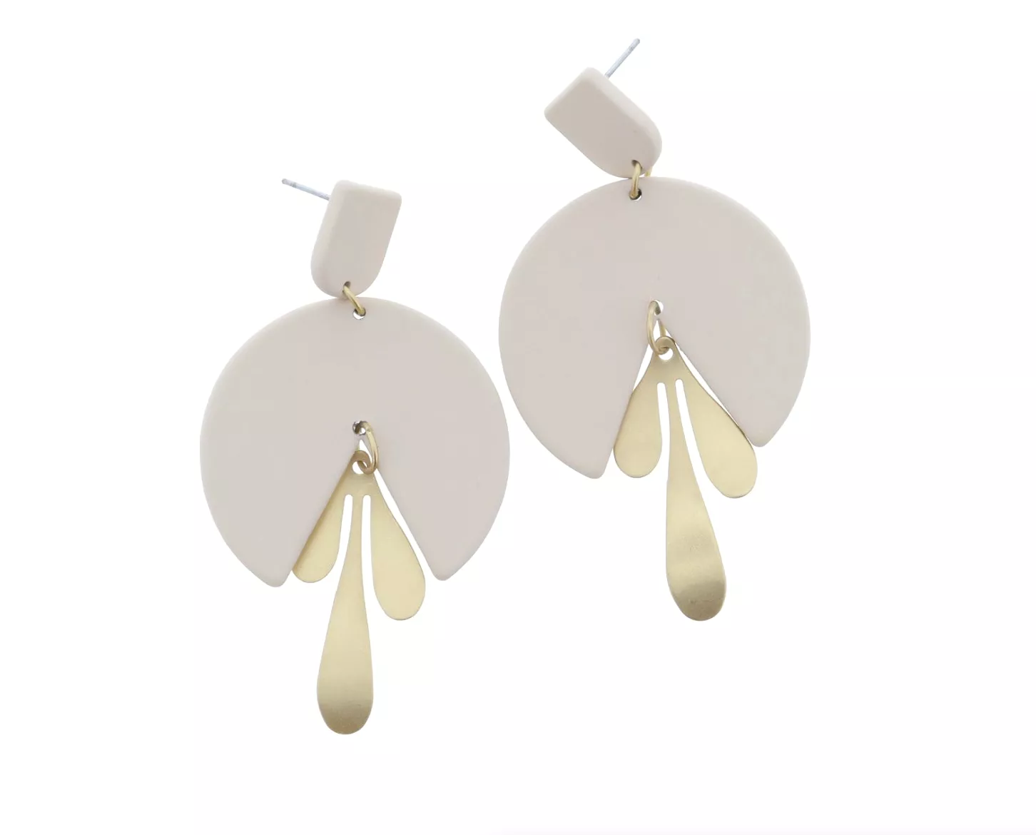 Jane Marie | Muted Pink w/ Gold Dangle Earrings