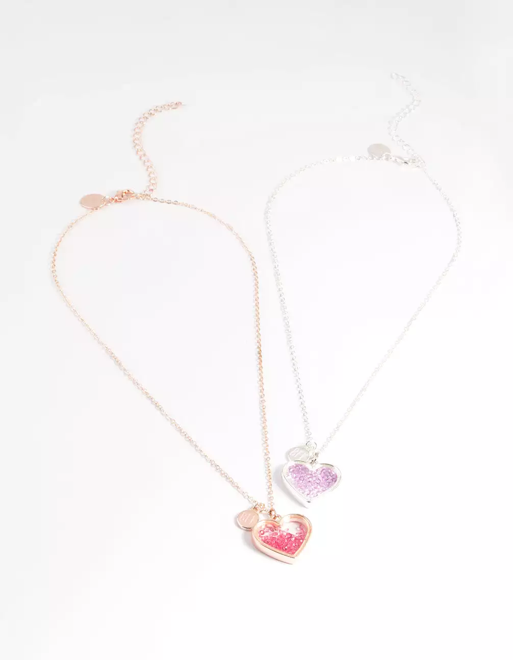 Kids Mixed Metal Diamond Heart Shaker Necklace Pack