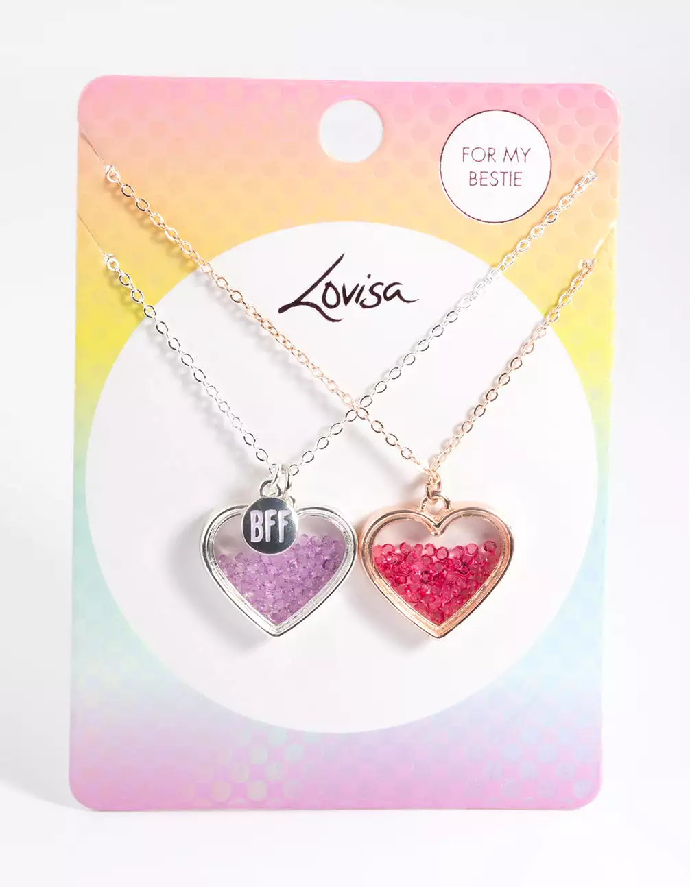 Kids Mixed Metal Diamond Heart Shaker Necklace Pack