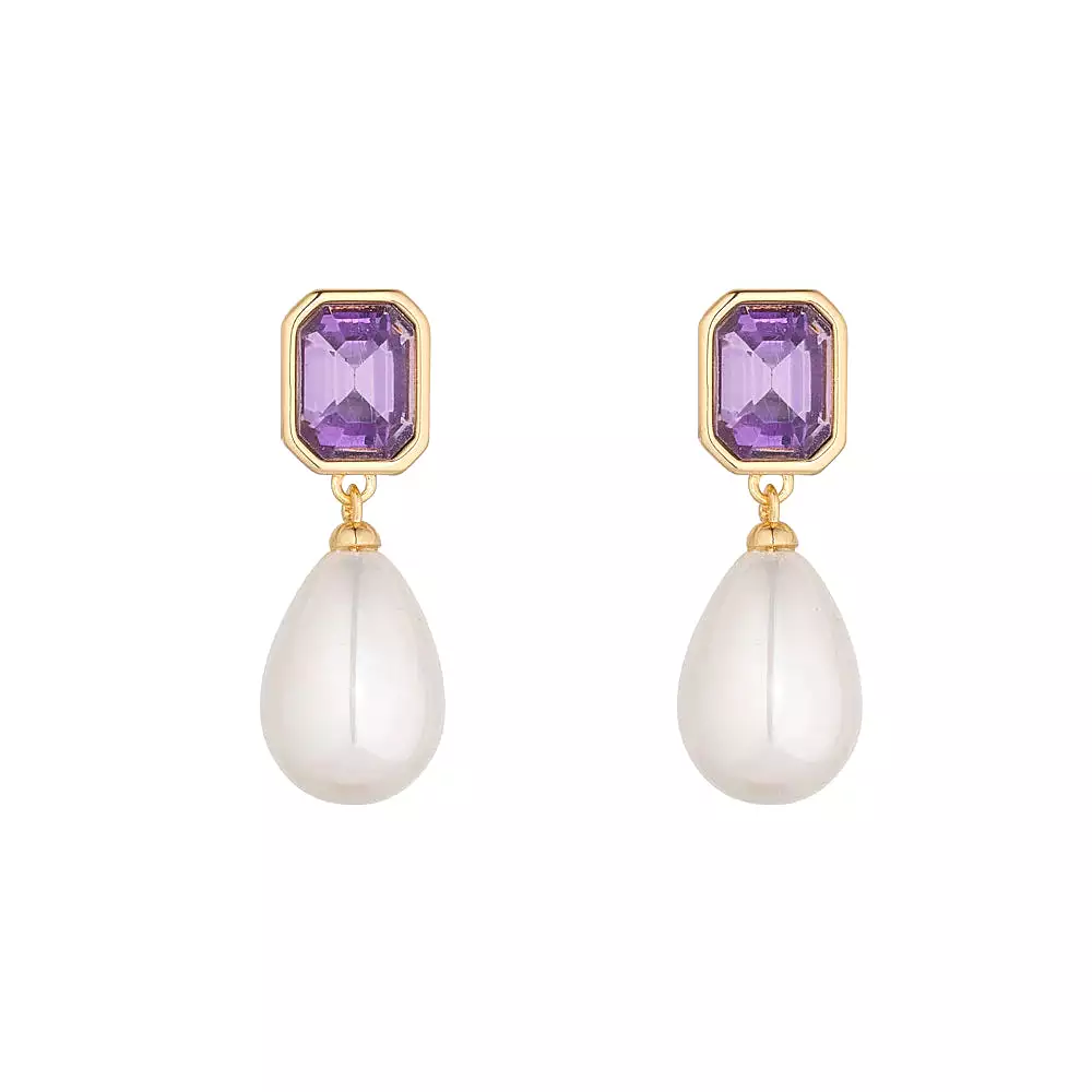 KNIGHT & DAY -  Pearl & Amethyst Earrings