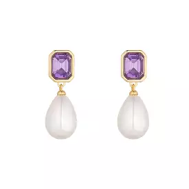 KNIGHT & DAY -  Pearl & Amethyst Earrings