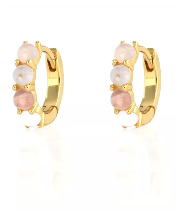 Kris Nations Pink Opal Huggie Earrings - Gold