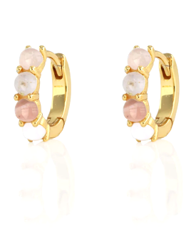 Kris Nations Pink Opal Huggie Earrings - Gold