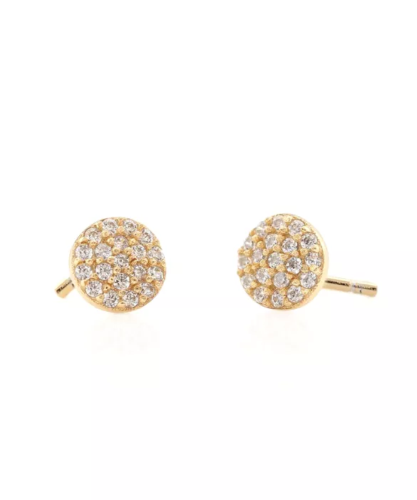 Kris Nations Round Crystal Stud Earrings - Gold