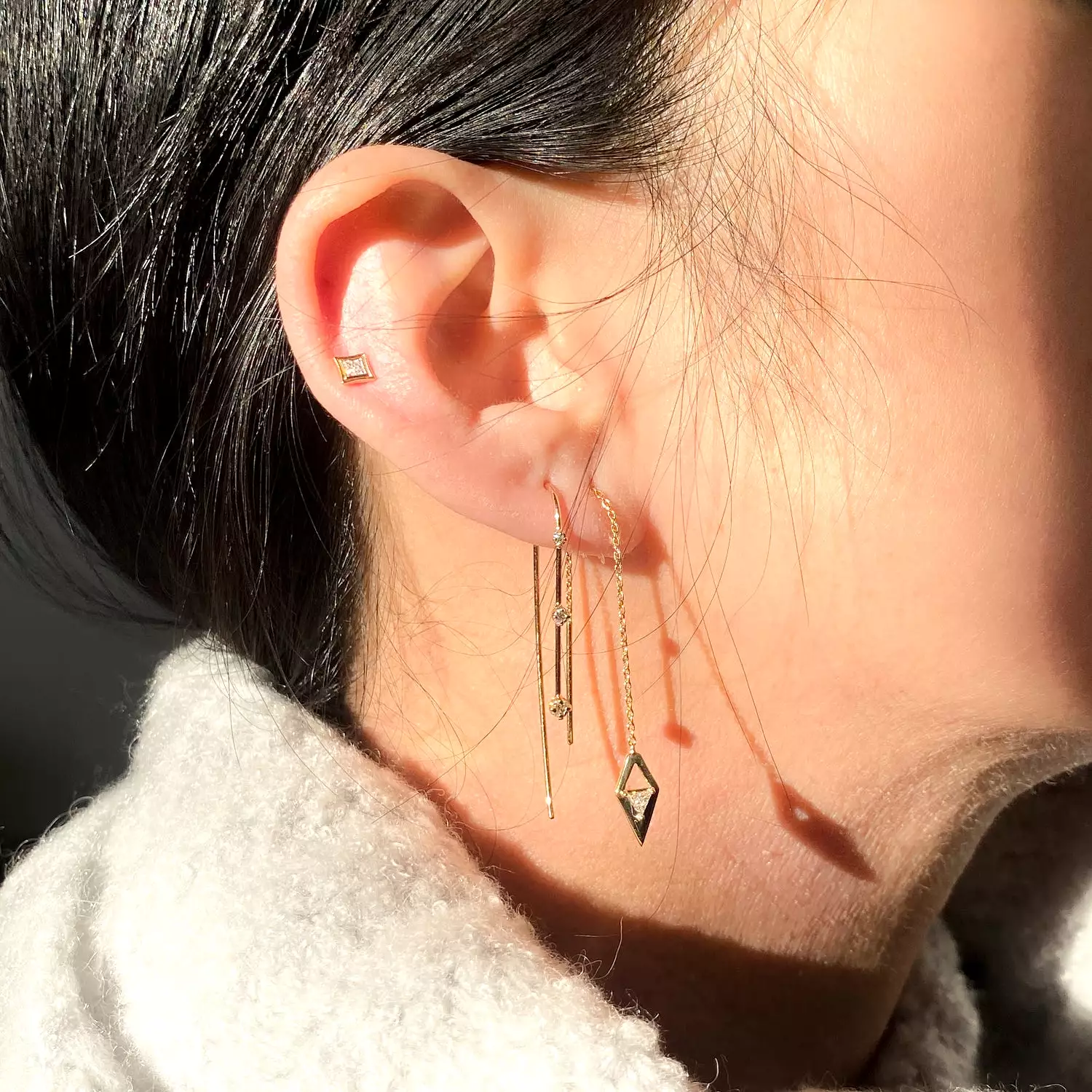 Lab-Grown Diamond Reflection Threader Earrings