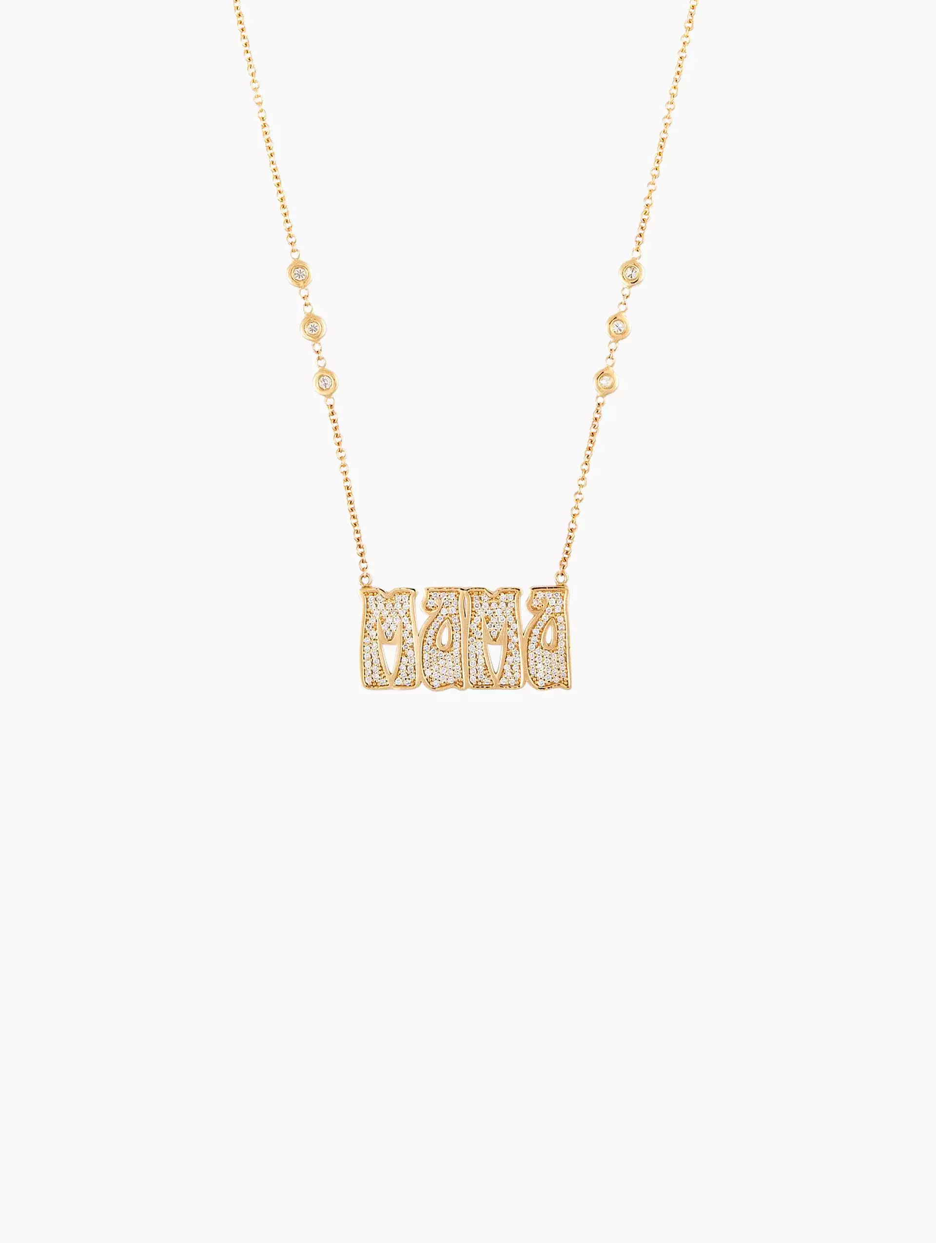 Large Pavé Diamond 'Mama' Necklace