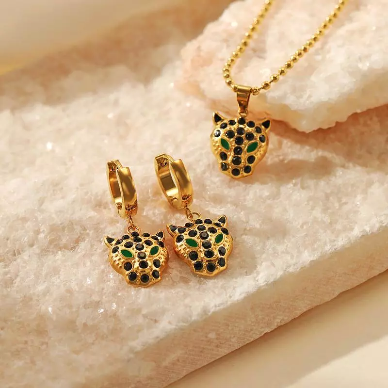 Leopard Diamond Earring Necklace