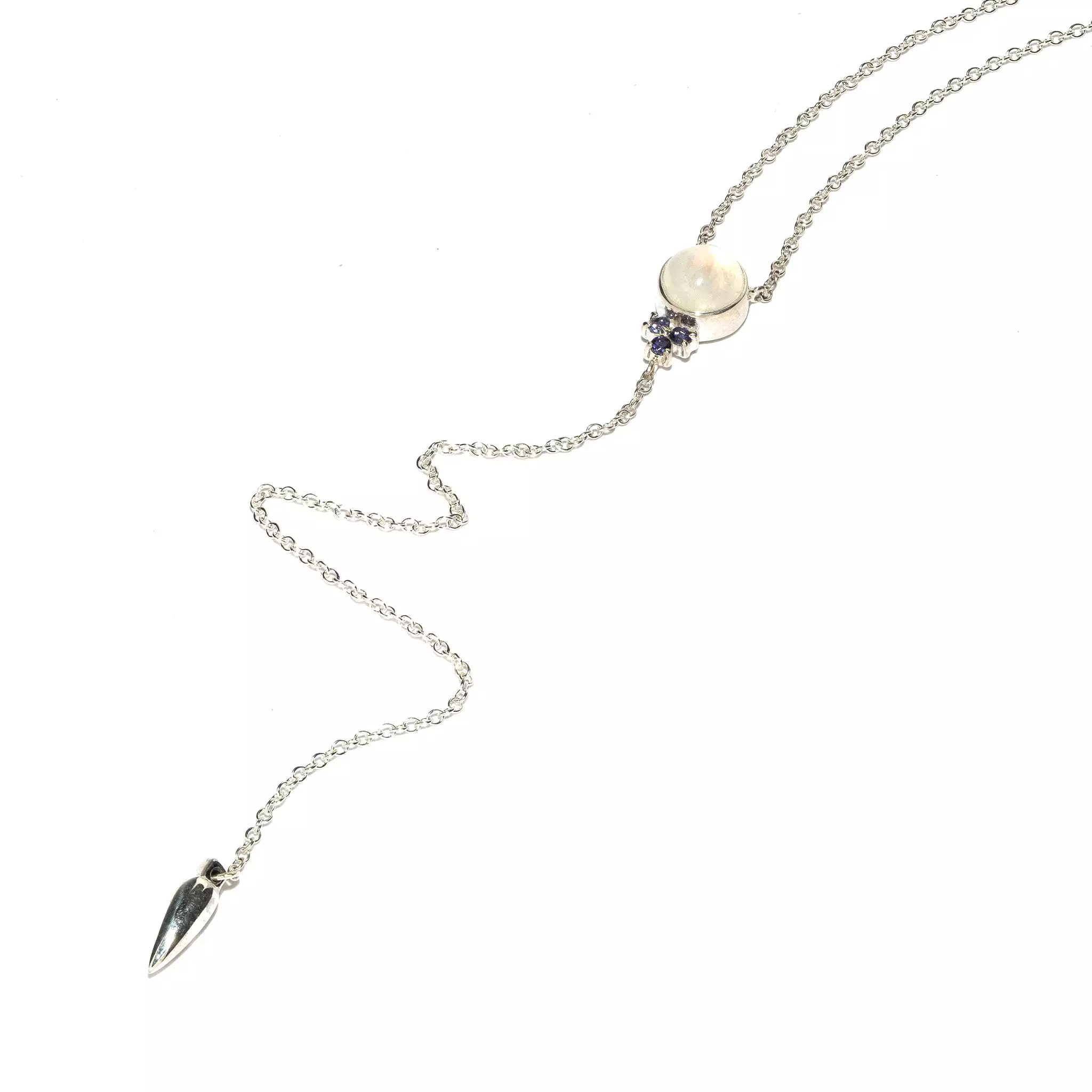 Levitation Lariat, Silver w/ Moonstone